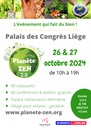 Affiche a4 planete zen liege octobre 2024 document a4